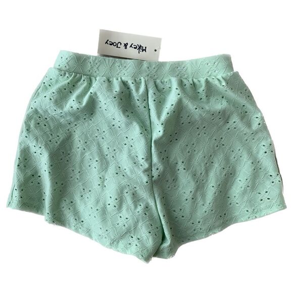 Mikey & Joey Eyelet Lace Lined Shorts Green Size Small - Picture 2 of 5